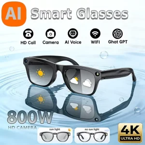 AI Glasses 1080P FPV Camera 8MP Photography Smart Eyewear Bluetooth Calls Music Video Translation ChatGPT IPX5 Waterproof Magnetic Charging