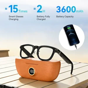 AI Intelligent Glasses With Charging Case Anti shake Tech Bluetooth Call Conference Recording and Camera Function