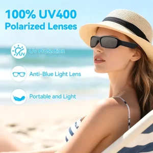 AI Smart Glasses BT Pair Wireless Polarized Sunglasses Anti-Ultraviolet Eyewear with In-App Chat and GPS Translation