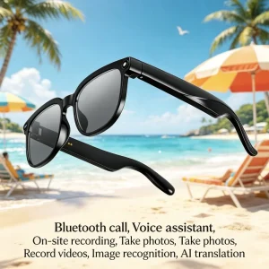 AI Smart Glasses IP65 Waterproof Real Time Translation Bluetooth Call Music Touch Switch Voice Assistant Video Recording Device