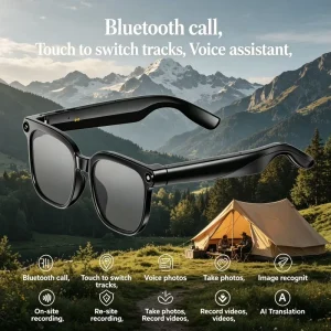 AI Smart Glasses IP65 Waterproof Translation Bluetooth Calling Music Player Touch Control Voice Assistant Photo Video Recorder