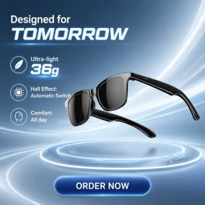 AI Smart Glasses Real-Time Translation 165 Languages Voice Assistant Wireless Smart Audio Eyewear for Business Travel