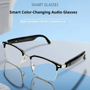 AI Smart Glasses for Men and Women Wireless Audio Eyewear Blue Light Blocking Color-Changing Lenses