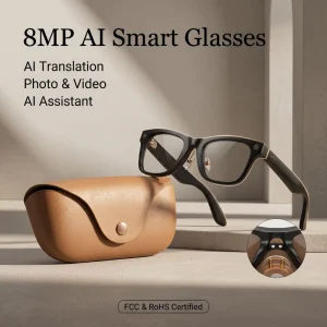 AI Smart Glasses with 8MP Camera First Person View Video Recording Real Time Translation Bluetooth Audio Smart Eyewear