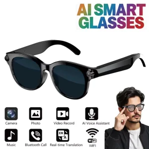 AI Smart Glasses with Camera Dual-Microphone ANC Video Recording Open-Ear Audio for Travel Work Music Daily Use