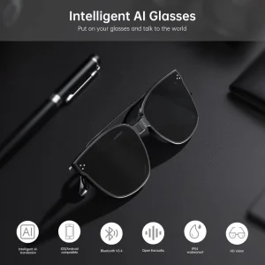 AI Smart Glasses with Multi-language Translation AR Overlay for Travel and Business Communication