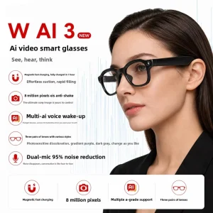 AI Smart Pickleball Goggles with 8MP Triple Camera EIS Stabilization Magnetic Charging 44g