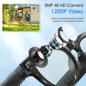 AI Translation Sunglasses with Touch Control Magnetic Dual Camera IPX-6 Waterproof