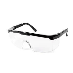 ANSI Z87.1 General-Purpose Polycarbonate Safety Glasses, Black Frame, Clear Lens, Wide Vision