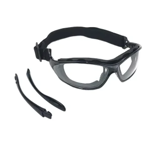 ANT5 CE Safety Goggles with Clear Polycarbonate Lens, Optional Elastic Band, and Black PC Frame