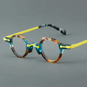 Acetate Alloy Glasses Frame Men New High Quality Vintage Small Oval Women Retro Eyeglasses Optical Eyewear