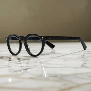 Acetate Circular Black Optical Eyeglass Frames for Men