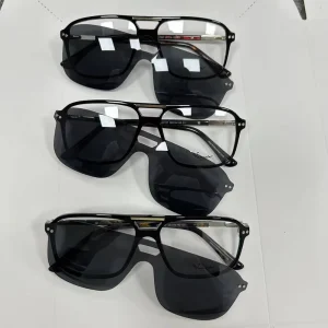 Acetate Clip-On Sunglasses with Polarized Clips UV400 Protection for Outdoor Activities