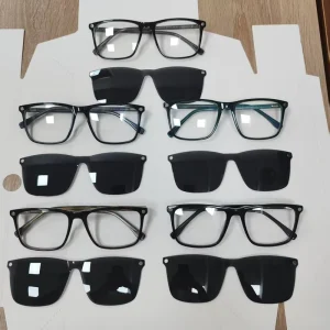Acetate Clip-on Polarized Sunglasses Assorted Style Rectangle Full Rim Sun Protection Optical Frames