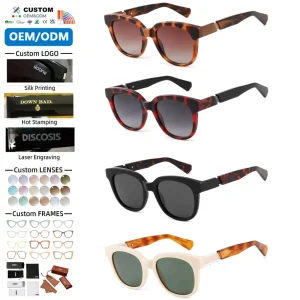 Acetate Frame Unisex Sunglasses Polarized Lenses Retro Glasses for Men and Women