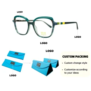Acetate Metal Square Optical Eyeglass Frames with Gradient Color Custom OEM Prescription Glasses