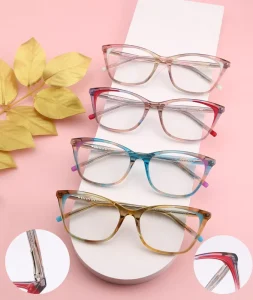 Acetate Optical Eyeglass Frames with Transparent Pattern