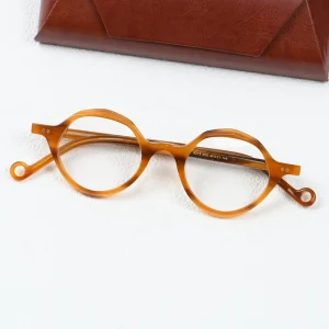 Acetate Retro Geometric Amber Optical Eyeglass Frames for Men