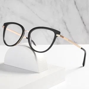 Acetate Retro Metal Cat-Eye Eyeglass Frames for Women