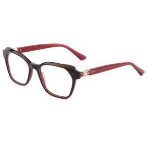 Acetate Square Chrome Eyeglass Frames Optical Eyewear for Men and Women