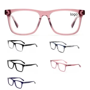 Acetate Square Prescription Eyeglasses With Transparent Color Frame for Unisex