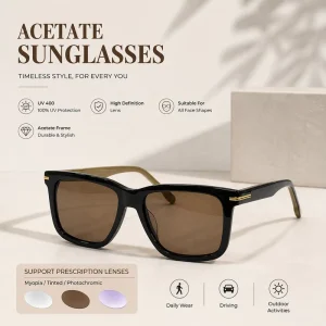 Acetate Square Sunglasses UV400 Protective Outdoor Glasses