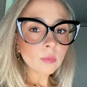 Acetate TR90 Crystal Color Cat Eye Square Optical Eyeglass Frames with Blue Light Blocking