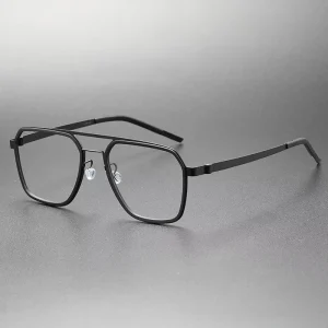 Acetate Titanium Square Myopia Optical Prescription Eyeglasses Screwless Eyewear