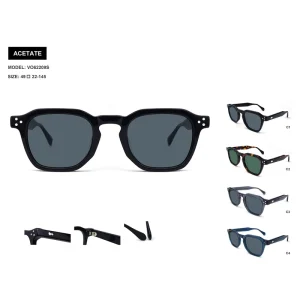 Acetate UV400 Polarized Sunglasses with Anti-Glare Full-Rim Round Frame and TAC Lenses