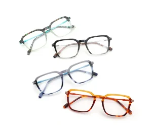 Acetate Unisex Square Optical Frames with Transparent Color