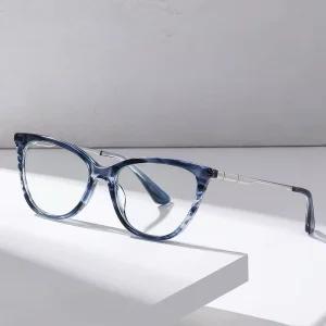 Acetate and Metal Cat Eye Optical Prescription Eyeglass Frames for Women