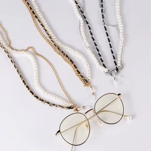 Acrylic Eyeglass Holder Chain with Pearls, Sunglasses Strap Cord