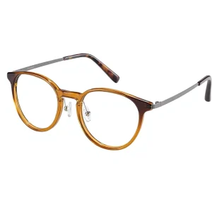 Amber Round Optical Eyeglass Frames with Slim Metal Temples Adjustable Nose Pads for Men Women OEM ODM