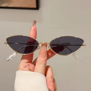 American-style Korean cat-eye small-frame metal sunglasses with ocean lenses