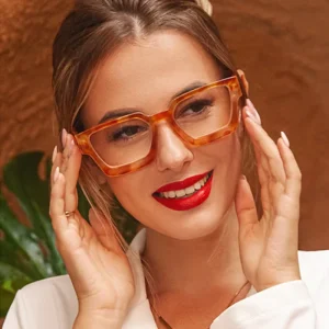 Anti-Blue-Light Computer Optical Eyeglass Frames, Square, for Women and Men