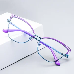 Anti-Blue-Light Metal Optical Eyeglass Frames for Women