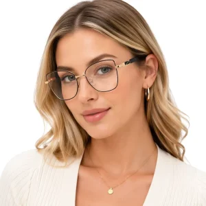 Anti Blue Light Reading Glasses Lady Fashionable Trendy Design Metal Optical Frames