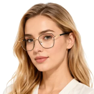 Anti Blue Light Reading Glasses Lady Fashionable Trendy Design Metal Optical Frames