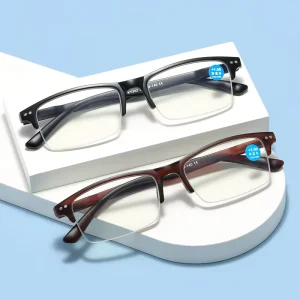 Anti-Blue-Light Reading Glasses Lightweight Half-Rim Frame for Men and Women