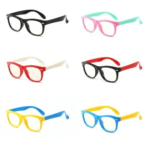 Anti Blue Light Stylish Kids Cute Multicolor Silicone Rubber Eyeglasses