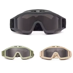 Anti Fog Tactical Safety Glasses Protective Goggles with 3 Interchangeable Lenses for Hunting and Cycling