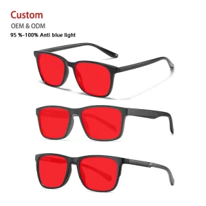 Anti-blue Light Glasses Red Lens TR90 Frame Spring Hinge