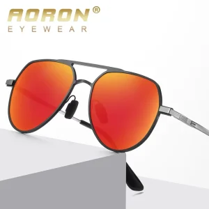 Aoron A752 Elegant Metal Full Frame Men Polarized Sunglasses UV Protection Photochromic Lenses for Driving Traveling