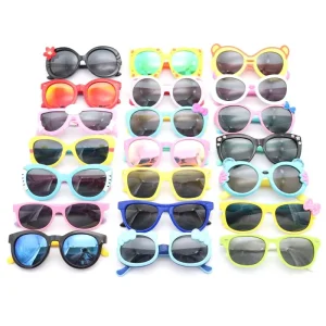Assorted Ready Mixed Stock Silicone Kids Rubber Sunglasses Baby Girl Boy with Polarized Lens