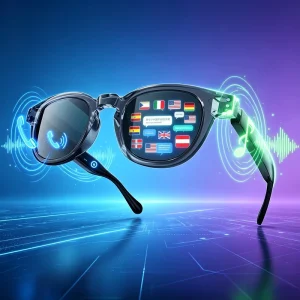 Audio Glasses with Real time Translation & Voice Recorder Smart Meeting Assistant Eyewear for Calls Music & Notifications