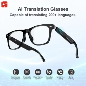 Audio Smart Glasses AI Translation Real time Speech Translator Eyewear IPX5 Waterproof 5 Hour Battery for International Business