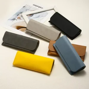 BL Multi Color PU Leather Semi Hard Customizable Glasses Case with Magnetic Closure