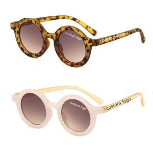 Baby Small Round Tortoise Frame Retro Anti-UV Sunglasses for Ages 2-6 Rubber Finish