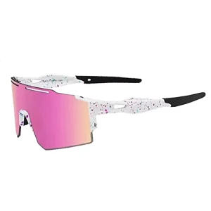Banglong Sports Eyewear Custom logo Frameless UV400 Protect Windproof Oversize pink Cycling Sunglasses