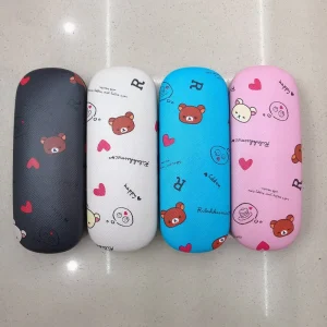 Bear Heart Pattern Hard Metal Eyewear Case for Kids’ Glasses